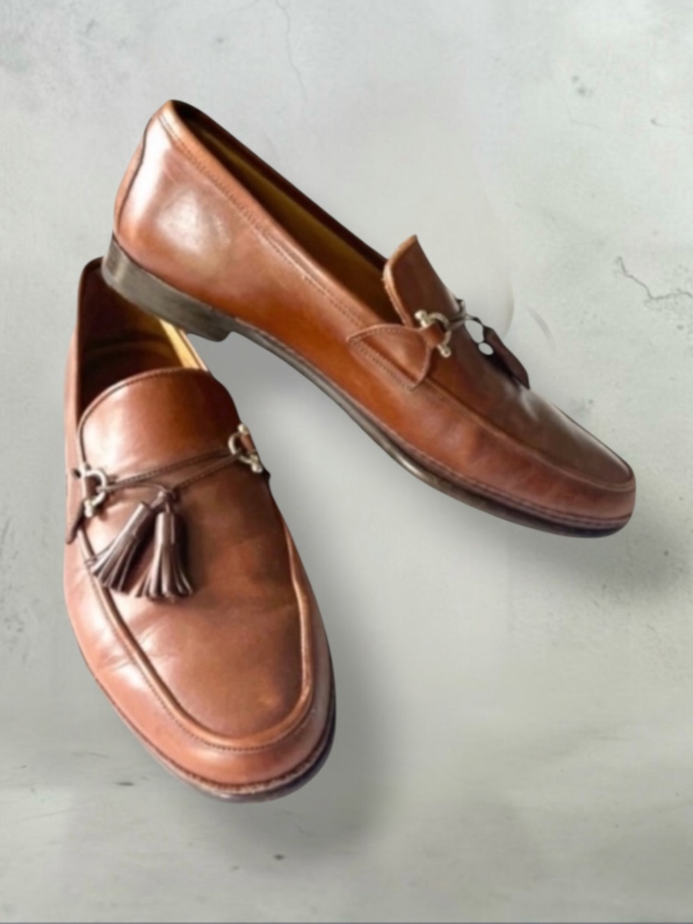 BRUNO MAGLI COGNAC TASSEL LOAFERS SIZE 10.5 M